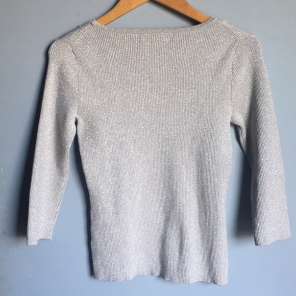 CABLE & GAUGE Beaded Ribbed Sparkle Sweater - Picture 3 of 5